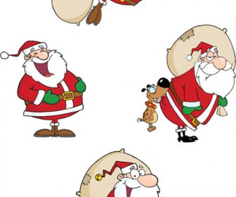 Various Cute Santas Elements Vector