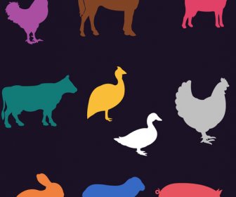 Various Farm Animals Vector Design With Colorful Style