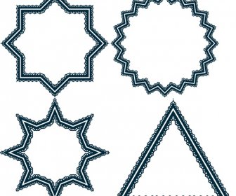 古典的な境界線を持つ様々な幾何学的形状ベクトルイラスト