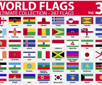 ชุดเวกเตอร์ต่าง ๆ ของธงโลก