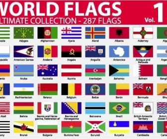 Various Of World Flags Vector Set