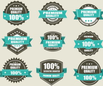 Various Shaped Quality Certification Icons Sets