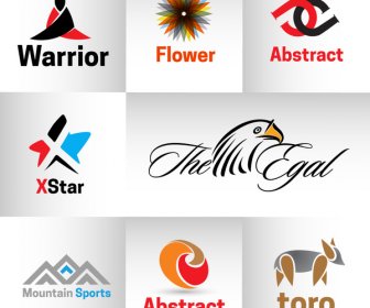 Berbagai Gaya Logo Set Koleksi Di Latar Belakang Putih