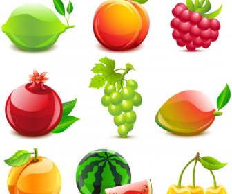 Berbagai Buah-buahan Lezat Elemen Vektor