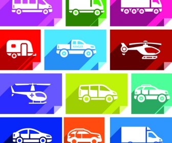 Vários ícones De Transporte Conjunto Vector
