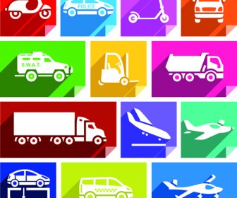 Various Transport Icons Set Vector