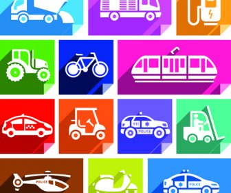 Various Transport Icons Set Vector