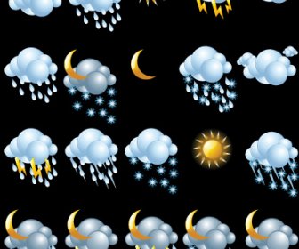 Verschiedene Wetter Vektor-Icon-set
