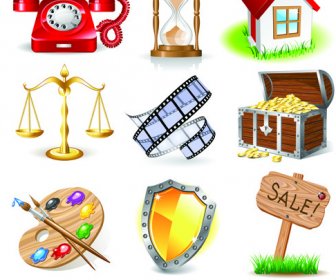 Various 3d Icons Mix Vector Graphics