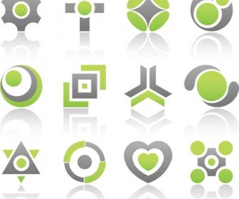 Vector Abstract Beautiful Collection Of Green And Gray Logo Design Elements