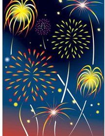 Vector Abstract Beautiful Fireworks Illustration On Blue Or Pink Gradient