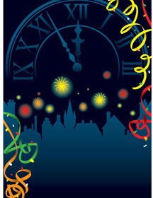 Vector Abstract Beautiful Fireworks Scene In City Vector Illustration