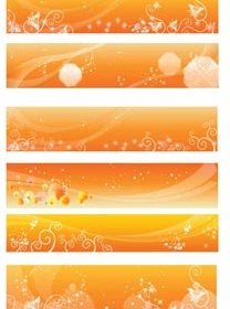 Vector Abstract Beautiful Orange Banner Graphic Design Set