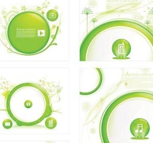 Vector Abstract Green Floral Art Media Player Brochure Design