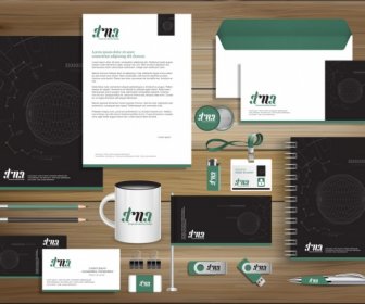 Vector Abstract Stationery Editable Corporate Identity Template Design Gift Items Business Color Promotional Souvenirs Elements Link Digital Technology Stationery Set