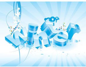 Vector Abstract 3d Winter Shinny Text On Blue Background