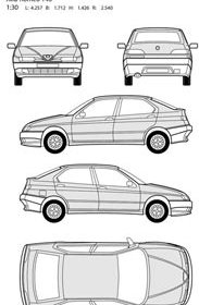 Vektor-Alfa Romeo Auto Alle Seite Blaupause Vektor Illustration Illustration
