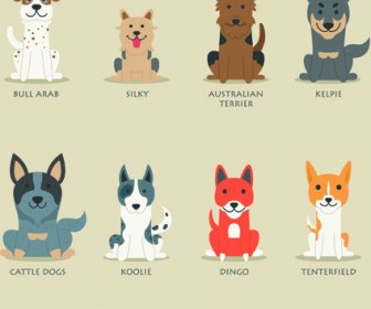 Vector Iconos De Perros Australianos