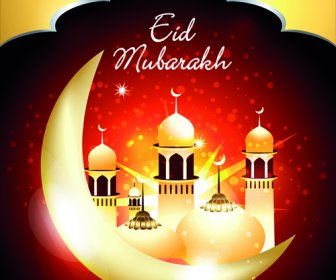 Vektor Latar Belakang Eid Mubarak Islam Desain