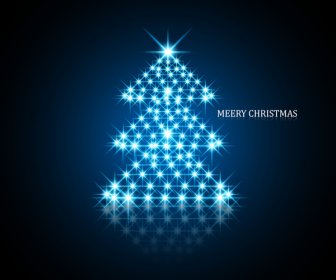 Vector Background For Shiny Stars Christmas Tree Reflection Blue Colorful Design Illustration