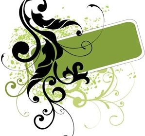 вектор баннер черный силуэт цветочного искусства на зеленый тегов элементов дизайна