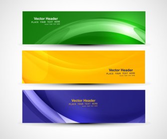 เวกเตอร์แบนเนอร์บราซิลธงสีสันคลื่นสามหัวข้อตั้งค่าออกแบบแนวคิด