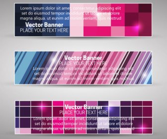 Vector Banner Sets With Abstract Colorful Background