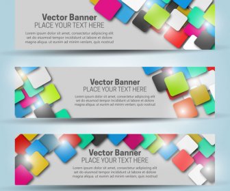 Vector Banner Templates With Colorful Squares Background