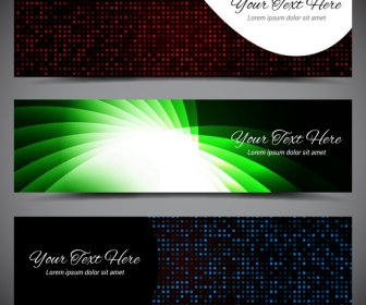 Vector Banners Deisgn Sets With Light Effect Background