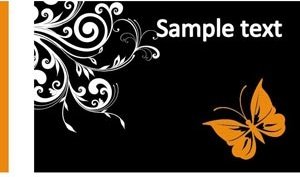 ベクトルの美しい黒の花柄背景オレンジ シルエット蝶イラスト