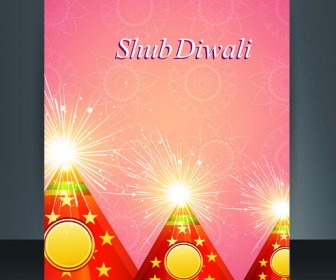Modello Di Carta Di Diwali Bella Celebrazione Dell'opuscolo Di Vettore