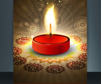 Modelo De Cartão Do Diwali Bela Celebração Brochura De Vetor