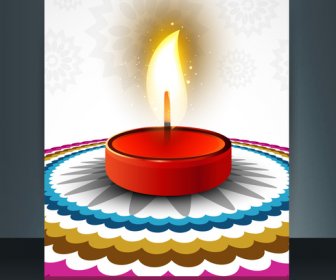 Vektor Template Kartu Brosur Perayaan Diwali Indah