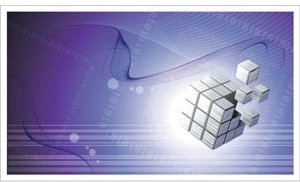 Vector Beautiful Gray 3d Cube Maze On Blue Technology Banner