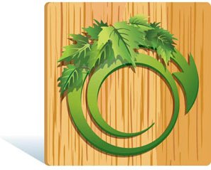 Vector Beautiful Green Plant Arrow Circle On Wooden Frame