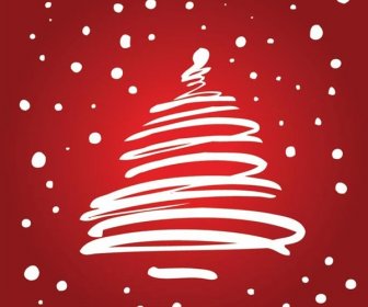 Güzel Merry Christmas Kontur Ağaç Duvar Kağıdı X Mas Arka Plan Vektör