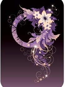 Vector Beautiful Purple Flower Floral Card Template
