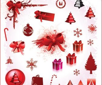 美しい赤いクリスマス ポスター デザイン要素をベクトルします。