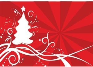 ベクトルの X Mas カード赤テンプレート上にクリスマス ツリーの美しいスケッチ