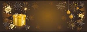 Vektor 3d Yang Indah Hadiah Kotak Salju Serpihan Natal Coklat Glossy Latar Belakang