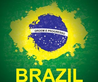 Vektor Beautifull Bendera Brasil Splash Dengan Tipografi