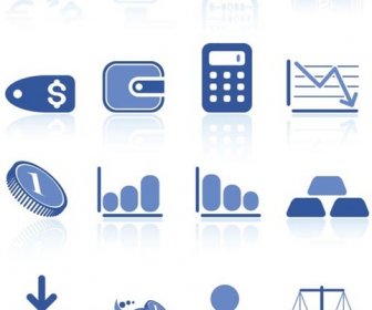 Banco De Vetor Azul Relacionados Com ícones De Finanças