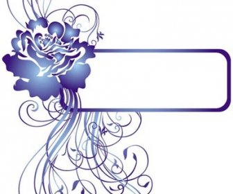 ベクトル青バラ花のビンテージ フレーム