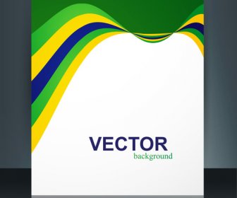 ベクトル パンフレット ブラジル国旗概念テンプレート波イラスト
