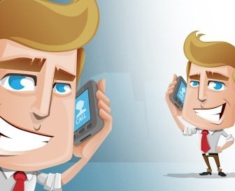 Vector Business Guy Holding A Phone