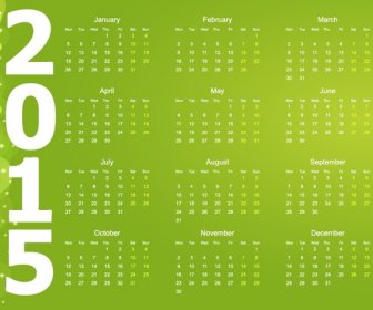 Vektor For15 Tahun Kalender Dengan Latar Belakang Hijau