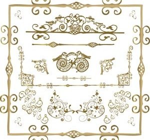 Elementi Di Disegno Calligrafico Dell'oro Di Vettore Vector Design Angoli