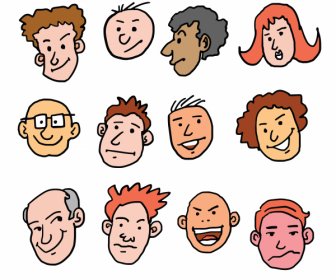 Vektor-Cartoon Gesicht Viele Rassen