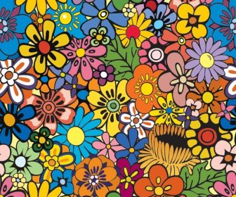 Vector Cartoon Seamless Pattern With Flowers