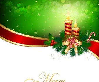 Vector Christmas Background With Ribbon And Candle
